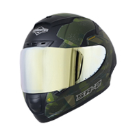 SA-2 ESCAPE MAT BLACK WITH BATTLE GREEN GOLD CHROME VISOR (FITTED WITH CLEAR WITH EXTRA CHROME VISOR FREE)